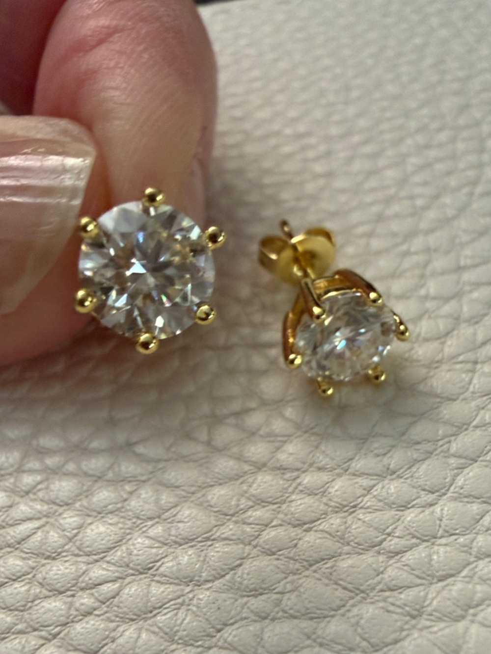 14K GF over Sterling Moissanite Stud Earrings - 1 ct weight